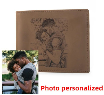 Wallet for Men High Quality Personalized Photo Leather Coin Purse Small Card Holder Portomonee Male Pocket Fathers Day Gifts