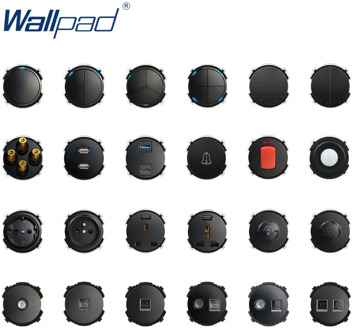 Wallpad Black Wall Light Switch LED Indicator Wall Power Socket Electrical Outlet Function Key Only DIY Free Combination