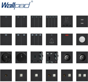 Wallpad Black Wall Light Switch Wall Power Socket Plastic Electrical Outlet Function Key Only DIY Free Combination 52*52mm