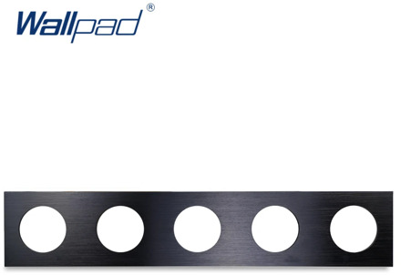 Wallpad L6 DIY Black Quintuple 5 Gang Frame Brushed Aluminum Metal Plate For Wall Switch Socket Free Combination, 430*86mm