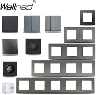 Wallpad S6 Silver Aluminum LED Wall Light Switch 1 2 3 4 Gang Intermediate Water Heater AC DP 2P Switch DIY Free Combination