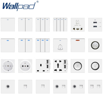 Wallpad White Wall Light Switch Wall Power Socket Plastic Electrical Outlet Function Key Only DIY Free Combination 52*52mm