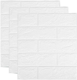 Wallstickers 3D Steen Baksteen Zelf Adhensive Muurstickers Plakken En Loslaten Back Splash Muur Papier Plank Papier MJJ8 wit
