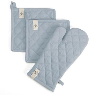 Walra Cook & Trial Set - 2 pannenlappen + 1 ovenwant Jeans Blauw