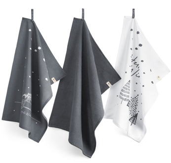 Walra Kerst Theedoeken & Handdoeken - Hello Winter - 3 stuks - Blauw