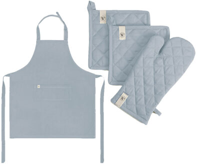 Walra Keukenset Cook - Schort, Pannenlappen & Ovenwant Jeans Blauw