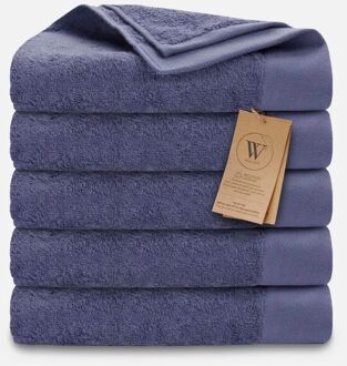 Walra Remade Cotton Handdoeken 50 x 100 cm - 550 gr/m² - Blauw - 5 stuks - 50x100 cm