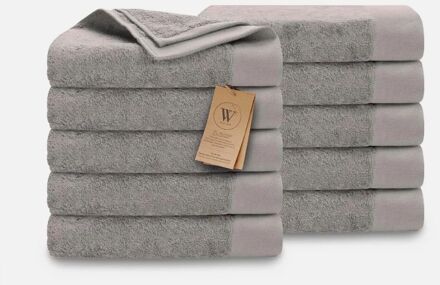 Walra Remade Cotton Handdoeken 50 x 100 cm - 550 gr/m² - Taupe - 10 stuks - 50x100 cm
