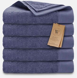 Walra Remade Cotton Handdoeken 60 x 110 cm - 550 gr/m² - Blauw - 5 stuks - 60x110 cm