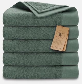 Walra Remade Cotton Handdoeken 60 x 110 cm - 550 gr/m² - Donker Groen - 5 stuks - 60x110 cm