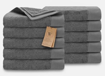 Walra Remade Cotton Handdoeken 60 x 110 cm - 550 gr/m² - Grey - 10 stuks - 60x110 cm