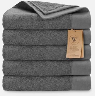 Walra Remade Cotton Handdoeken 60 x 110 cm - 550 gr/m² - Grey - 5 stuks - 60x110 cm