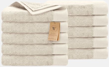 Walra Remade Cotton Handdoeken 70 x 140 cm - 550 gr/m - Beige - 10 stuks - 70x140 cm