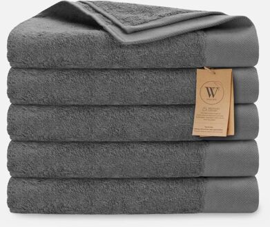 Walra Remade Cotton Handdoeken 70 x 140 cm - 550 gr/m² - Grey - 5 stuks - 70x140 cm