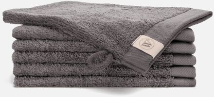 Walra Remade Cotton Washandje 16 x 21 cm 550 gram Grey - 6 stuks Grijs - 16x21 cm