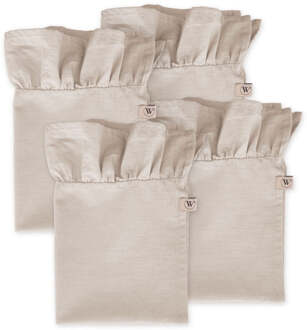 Walra Servet Set Lovely Linen Ruffles 4-delig - Naturel