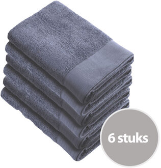 Walra Soft Cotton Handdoek 50 x 100 cm 550 gram Indigo - 6 stuks Blauw - 50x100 cm
