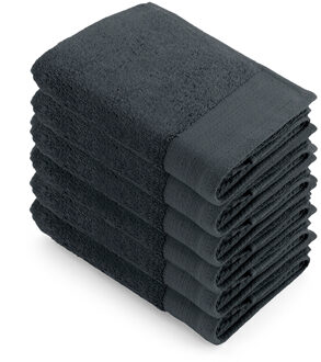 Walra Soft Cotton Handdoek 50x100 cm 550gram Antracite - 6 stuks Antraciet