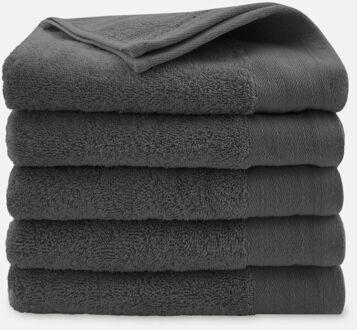 Walra Soft Cotton Handdoeken 50 x 100 cm - 550 gr/m² - Antraciet - 5 stuks - 50x100 cm