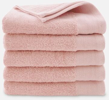 Walra Soft Cotton Handdoeken 50 x 100 cm - 550 gr/m² - Roze - 5 stuks Donker Groen - 50x100 cm