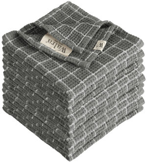 Walra Vaatdoek Dry with Cubes Off Black - 9 stuks - 30x30 cm