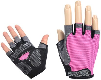 Wanayou Vrouwen Halve Vinger Sport Handschoenen, Anti-Slip Demping Outdoor Dunne Gewichtheffen Handschoenen, body Building Training Handschoenen roze