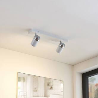 Wand- en plafondspot Kardo, IP44 met twee lampjes wit, chroom, mat