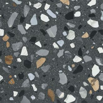 wand- en vloertegel - 59.5x59.5cm - 9.5mm - gerectificeerd - Terrazzo - Zwart SW07314011-2 Grafite (Zwart)