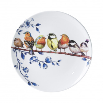 wandbord Bosvogels Wit-Blauw
