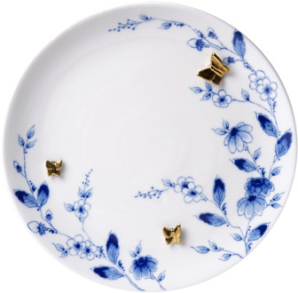 wandbord Vlindergoud 26,5 cm Delftsblauw