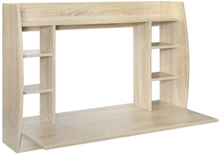 Wandbureau 110x75x48 cm Licht hout MDF ML Design