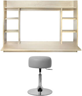 Wandbureau 110x75x48 cm Licht hout MDF ML Design