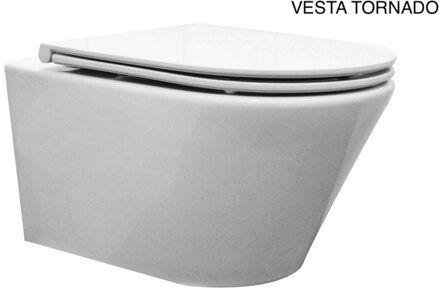 Wandcloset Wiesbaden Vesta Rimless Tornado Flush met Softclose Toiletzitting Glans Wit