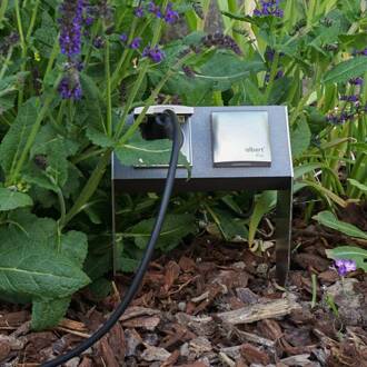 Wandcontactdoos 4402, 2-voudig met randaarde antraciet, zilver