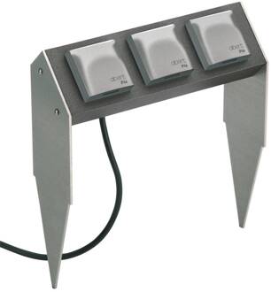 Wandcontactdoos 4403, 3-voudig met randaarde antraciet, zilver