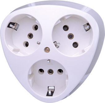 Wandcontactdoos - Standard - Opbouw - 3-voudig Stopcontact - Randaarde - Arctic Glans Wit
