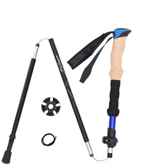 Wandelen Wandelstokken Trekking Pole Carbon Fiber Telescopische Vouw Krukken Camping Wandelen Nordic Walking Pole Telescopische Krukken Blauw