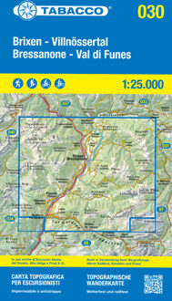 Wandelkaart 030 Brixen - Villnössertal - Bressanone - Val di Funes | Tabacco Editrice
