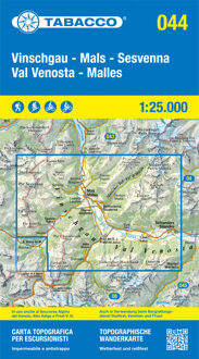 Wandelkaart 044 Vinschgau - Mals - Sesvenna - Val Venosta - Malles | Tabacco Editrice