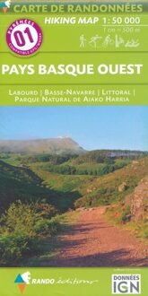 Wandelkaart 1 Pays Basque Ouest | Rando Editions