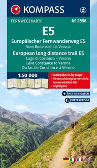 Wandelkaart 2558 Europäischer Fernwanderweg E5 | Kompass