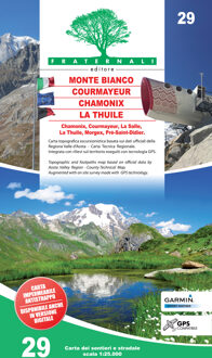 Wandelkaart 29 Mont Blanc, Monte Bianco, Courmayeur, Chamonix, La Thuile | Fraternali Editore