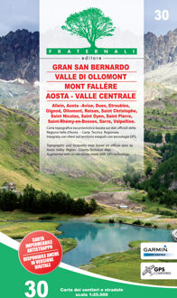 Wandelkaart 30 Gran San Bernardo, Valle di Ollomont, Mont Fallére, Aosta - Valle Centrale | Fraternali Editore