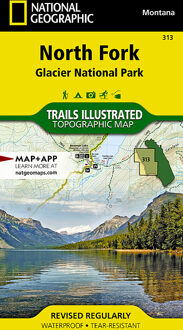 Wandelkaart 313 Topographic Map Guide North Fork: Glacier National Park | National Geographic
