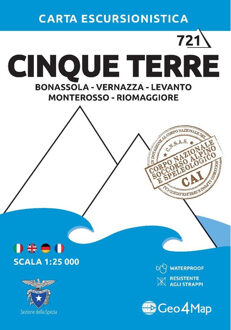 Wandelkaart 721 Cinque Terre - Golfo della Spezia | Geo4Map