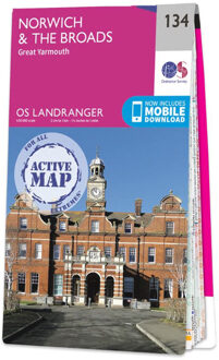 Wandelkaart - Topografische kaart 134 Landranger Active Norwich / The Broads / Great Yarmouth | Ordnance Survey