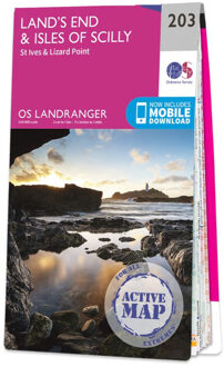 Wandelkaart - Topografische kaart 203 Landranger Active Land's End Isles of Scilly | Ordnance Survey