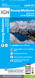 Wandelkaart - Topografische kaart 2249OT Bourg-Madame, Pic Carlit, Col de Puymorens, Port d'Envalira | IGN - Institut Géographique National