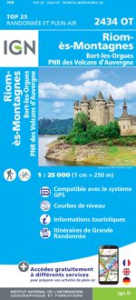 Wandelkaart - Topografische kaart 2434OT Riom es Montagnes, Bort-les-Orgues, PNR des Volcans d'Auvergne | IGN - Institut Géographique National