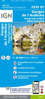 Wandelkaart - Topografische kaart 2939OT Gorges de l'Ardèche | IGN - Institut Géographique National